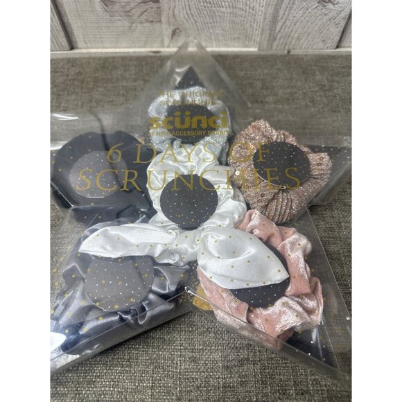 Scünci 6 Days Of Scrunchies Star Gift Set Hair Accessories Glittery Pink Black - Picture 2 of 3